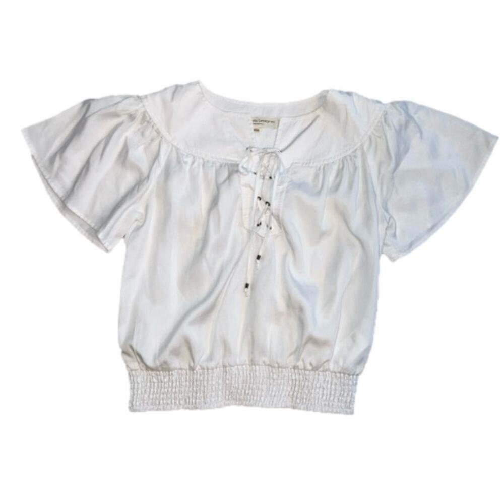 Anthropologie Pilcro and the Letterpress White Blouson Pirate Blouse Size 4